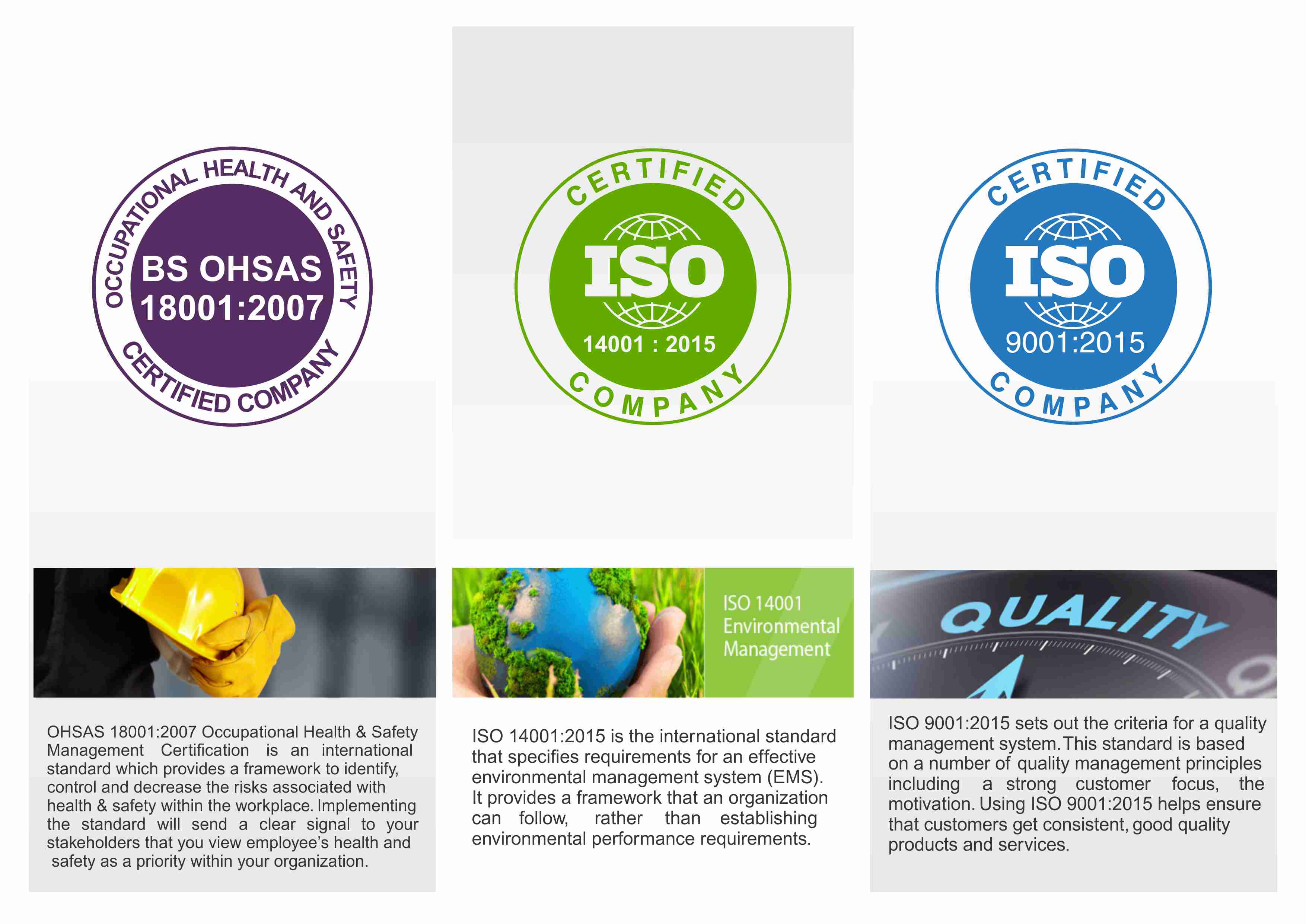 ISO, EMS and OHSAS Certification