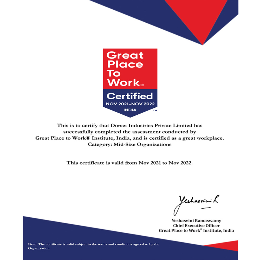 Greate Place to work certified Nov 2021-22 